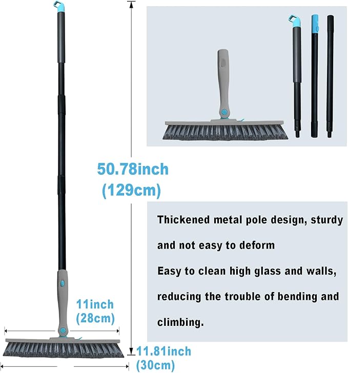 Grout Brush with Long Handle V Shape Floor Scrub Brush Stiff Bristle Grout Scrubber for Cleaning Bathroom Garage Kitchen Wall Tub Tile (1, Grey)