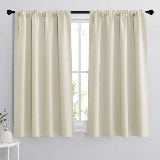 RYB HOME Blackout Curtains for Living Room Thermal Insulated Privacy Solar Drapes for Kids Bedroom Cafe Bathroom, 42 inch Width x 54 inch Length, Beige, 2 Panels
