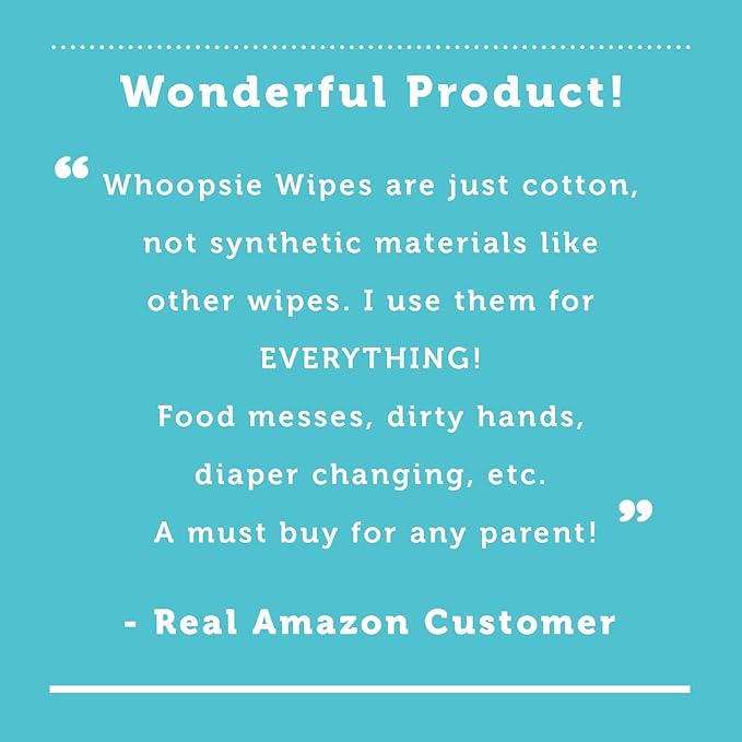 Whoopsie Wipes – The Original 100% Pure Cotton Dry Baby Wipes – Ultra Soft, Unscented, Chemical-Free Wipes for Sensitive Skin – Use Dry or Add Water for Wet Wipes – 6 Packs (600 Count)
