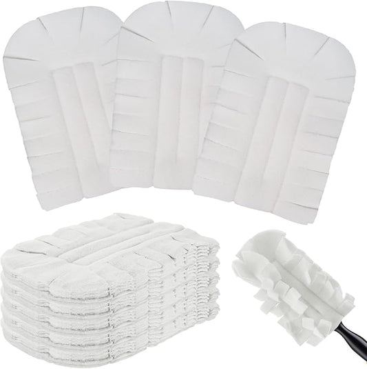 Zubebe 6 Pcs Duster Refill Reusable Fleece Duster Refills Feather Flat Dusters Multi Surface Washable Cleaning Pads Tools for Home, Blinds, Car, Pet, Furniture, Fans (White)