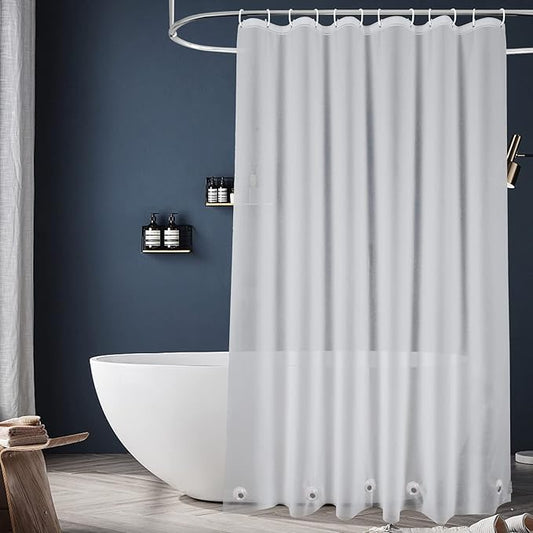 EurCross Frosted Extra Long Shower Curtain Liner 86 inch Long Length, Waterproof Opaque PEVA Plastic Shower Liner for Bathroom 72x86 inch with 5 Bottom Magnets No Smells with Rustproof Grommets