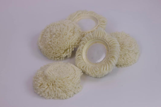 PMD Products 5pk 3" Inch (75MM) Buffer Polish Pads Long Natural Wool Hook and Loop Attached