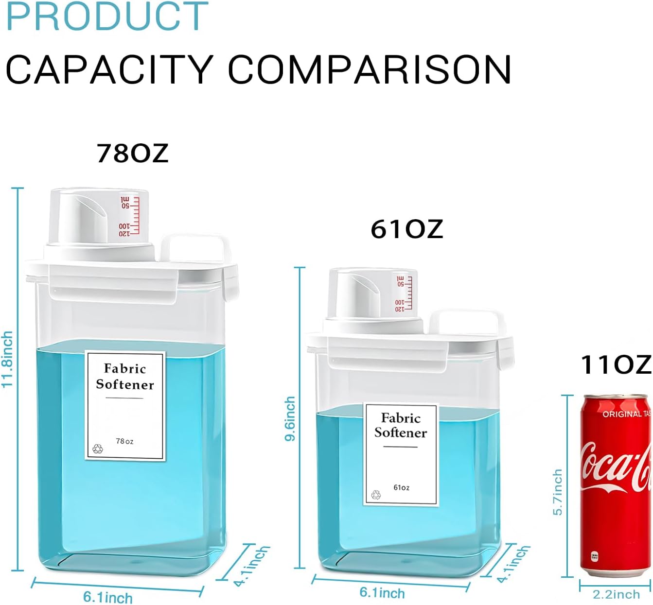 2 Pack Laundry Detergent Dispenser, 61oz Detergent Dispenser, Refluxable Laundry Detergent Container, Plastic Liquid Laundry Detergent Dispenser for Laundry Room Organization with 6 Labels