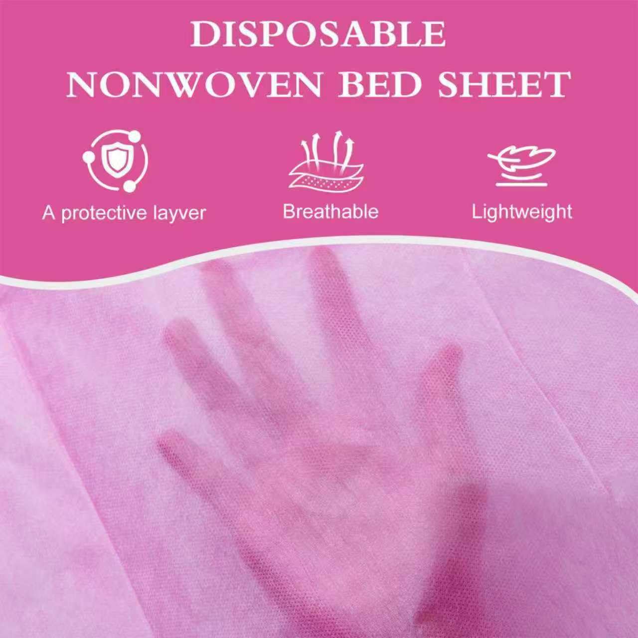 100 Pack Disposable Bed Sheets – 31.5 x 71 in Waterproof Non-woven Sheets for Massage, Spa, Tattoo & Salon Tables (Pink)
