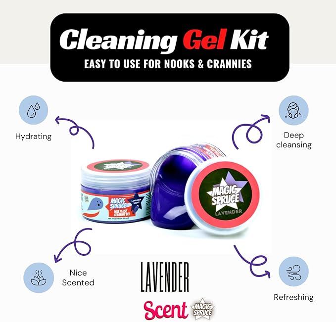 MAGIC SPRUCE Car Detailing Kit Gel for Car Interior Dashboard Cleaner Products, Non-Water Dust Remover Scented Freshner, Upholstery Cleaning Putty, Laptop Computer Cleaning Accessories Car Slime