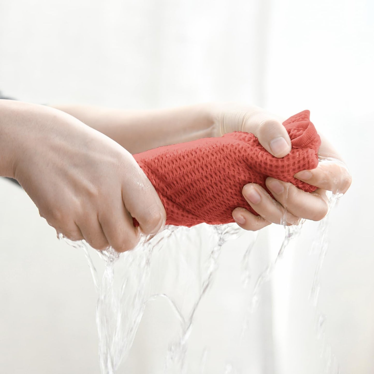 Artoid Mode 100% Cotton Red Waffle Weave Kitchen Dish Cloths, 13x28 Inch Ultra Soft Absorbent Quick Drying Kitchen Dish Towels Set of 4