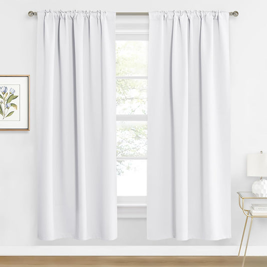 RYB HOME Blackout Curtains for Living Room, Back Tab & Rod Pocket Top Insulating Window Decor for Bedroom Dining Sliding Glass Door Home Office, W 62 x L 84, Pure White, 2 Panels