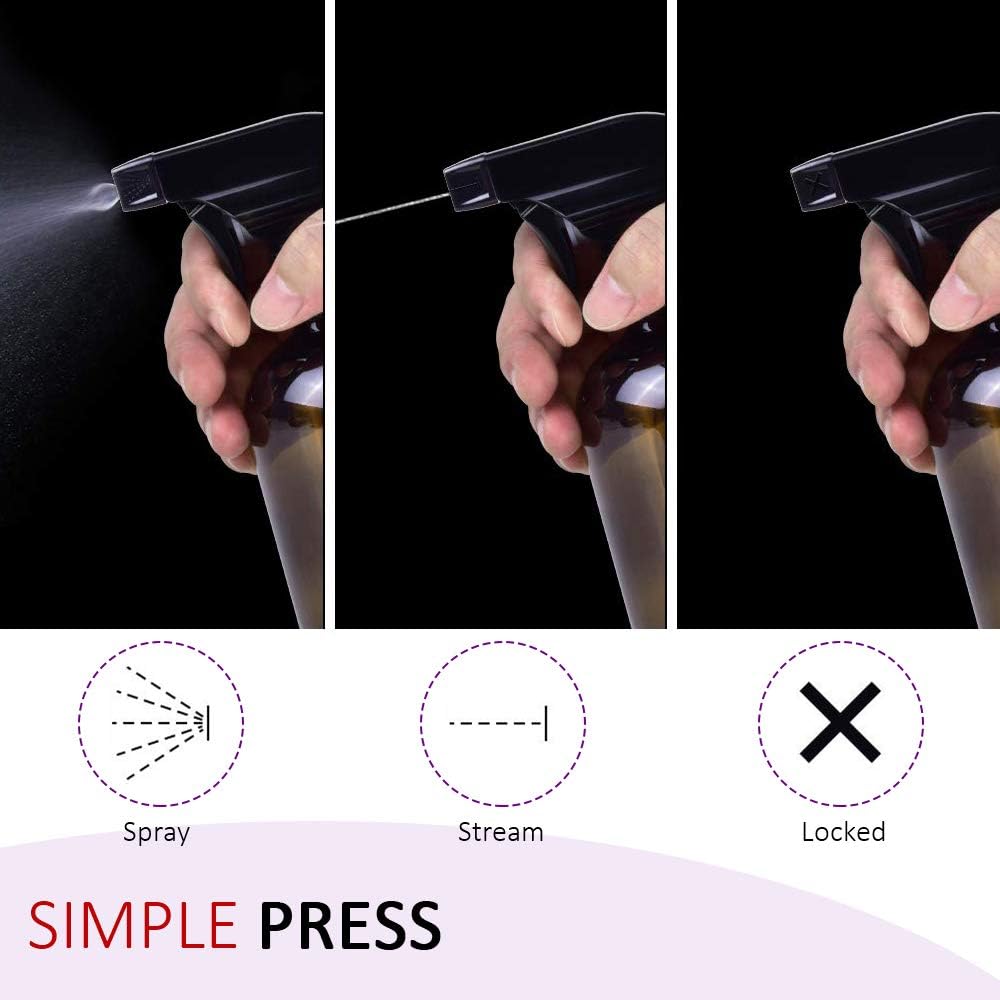 AMORIX 24PCS Trigger Sprayer Black Spray Top - Heavy Duty Replacement Nozzle with Mist Stream Sprayer, Fits 28/400 Boston Round Trigger Spray Bottles for Gardening, Cleaning Solutions