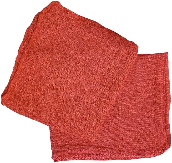 Shop Towels (Red, 500-Pack) - Bulk Cleaning Towel in a Bag, Mechanic Cotton Wipes for Car Maintenance, Auto Mechanics & Garage, Wipe Grease & Oil, Machine Wash & Reusable