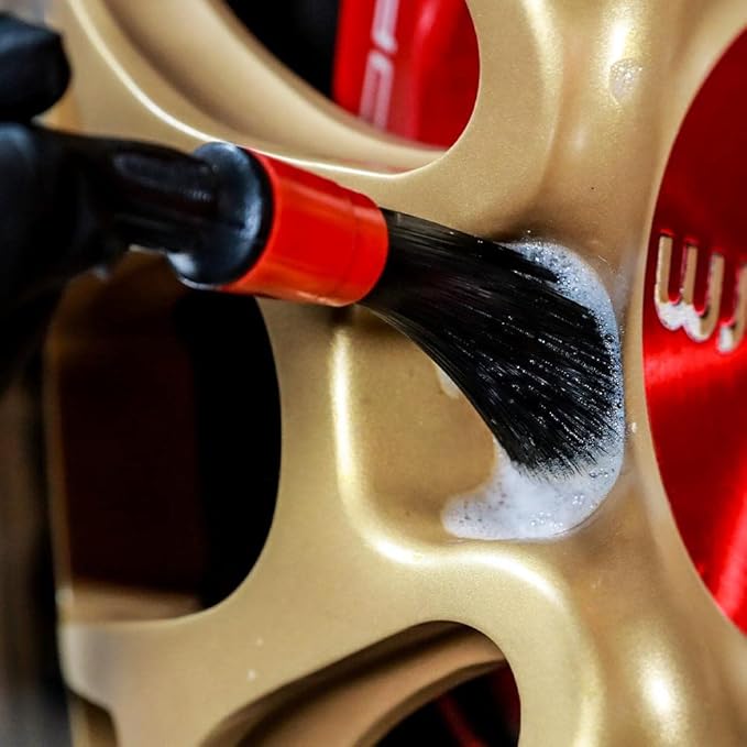 SGCB 3 Pcs Pro Soft Car Detailing Brush Set - Microfiber Polyester Detail Brush Auto Cleaning Brush Wet & Dry Use Anti-Chemical Scratch Free Car Cleaning for Interior Leather Dashboard Air Vent Wheel