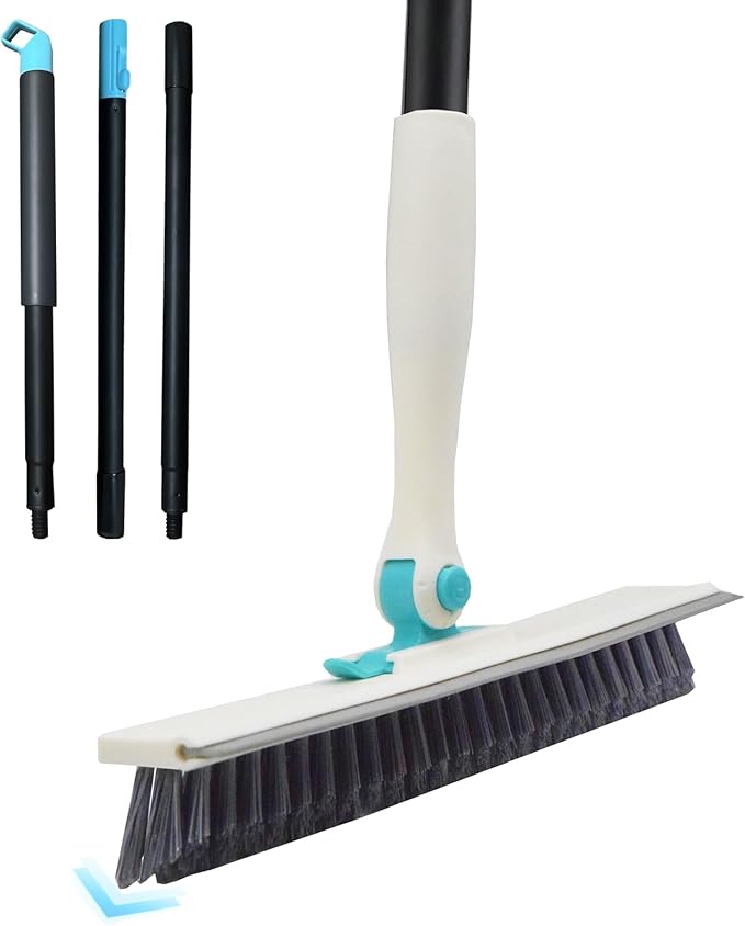 Grout Brush with Long Handle V Shape Floor Scrub Brush Stiff Bristle Grout Scrubber for Cleaning Bathroom Garage Kitchen Wall Tub Tile (1, White)