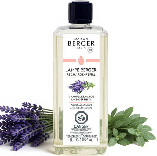 MAISON BERGER - Lavender Fields - Lampe Berger Fragrance Refill for Home Fragrance Oil Diffuser - Air Freshener - 33.8 Fluid Ounces - 1 Liter