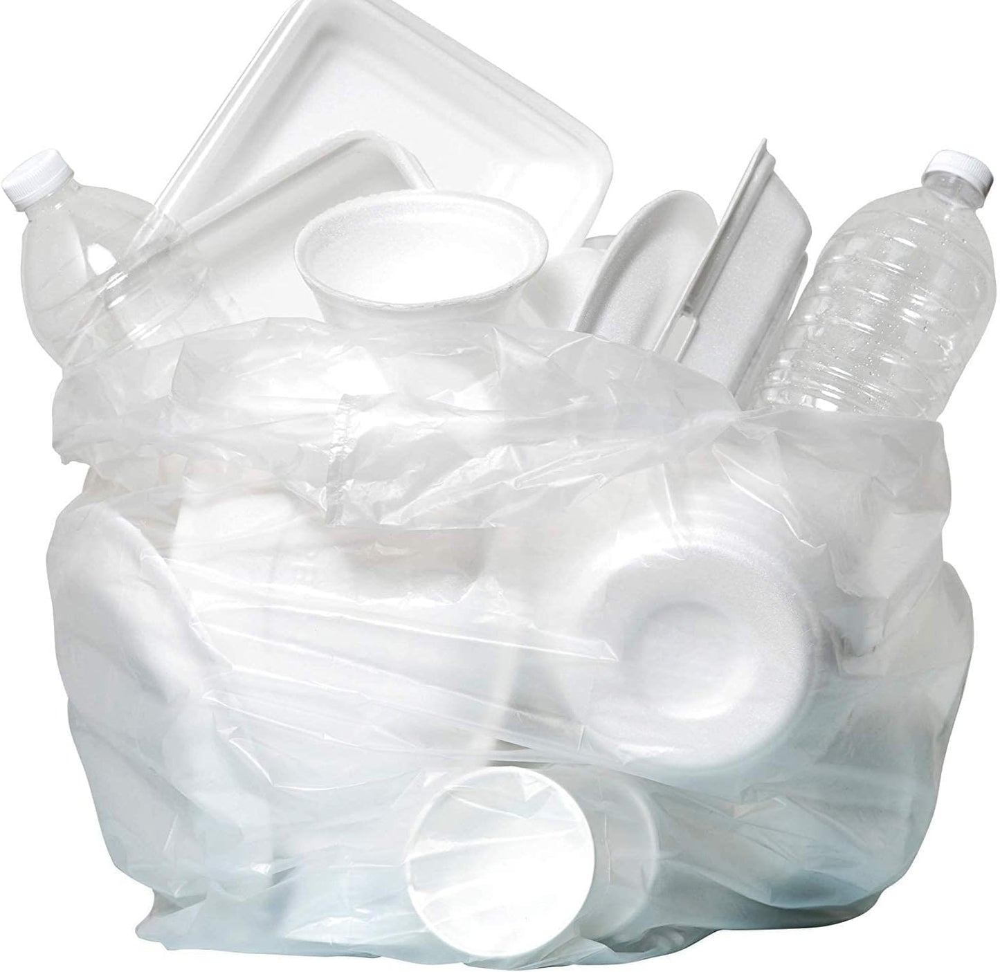 Aluf Plastics High Density Trash Bags, 45 Gallon, 1000 Count, 16 Micron (eq), 40" x 48", Clear, for Bathroom, Office, Industrial, Commercial, Janitorial, Municipal, Recycling