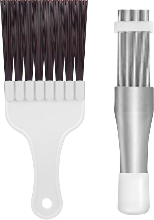 2pcs Air Conditioner Fin Comb Cleaner kit AC Coil Cleaning Brush Condenser Fin Straightener AC Evaporator Comb Radiator Repair Clean Tool(2)