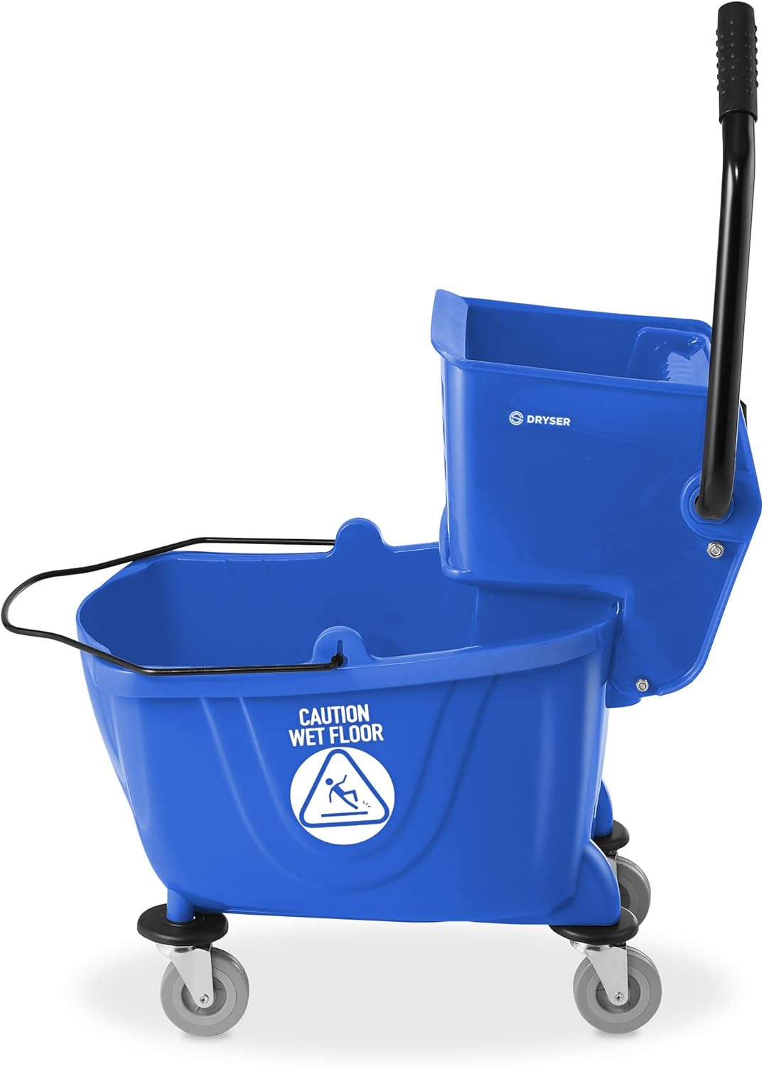 Dryser Commercial Mop Bucket with Side Press Wringer, 26 Quart, Blue