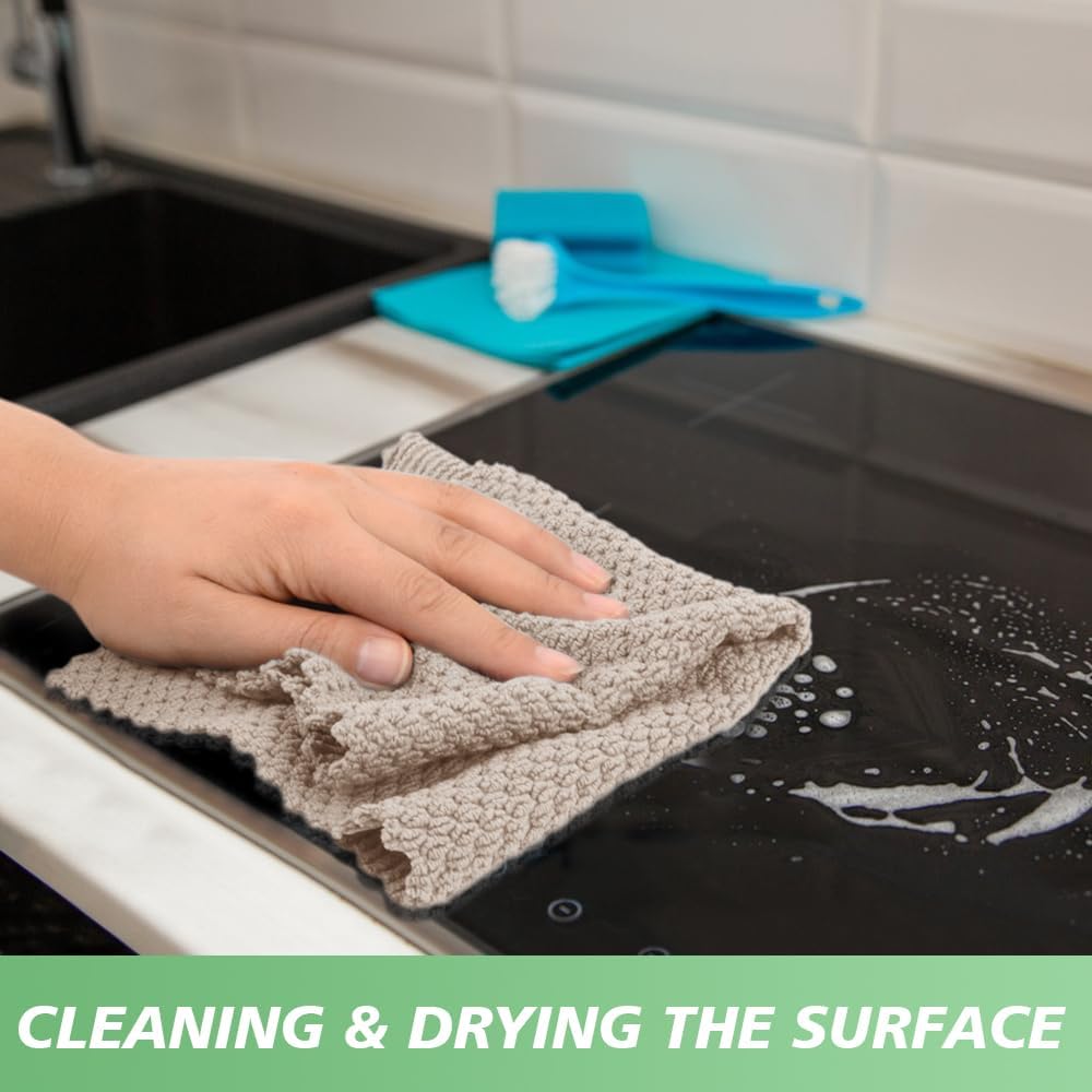 SINLAND Microfiber Dish Cloth for Washing Dishes Rags Best Kitchen Washcloth Cleaning Cloths with Poly Scour Side Popcorn Texture 5 Color Assorted 12Inchx12Inch 20 Pack