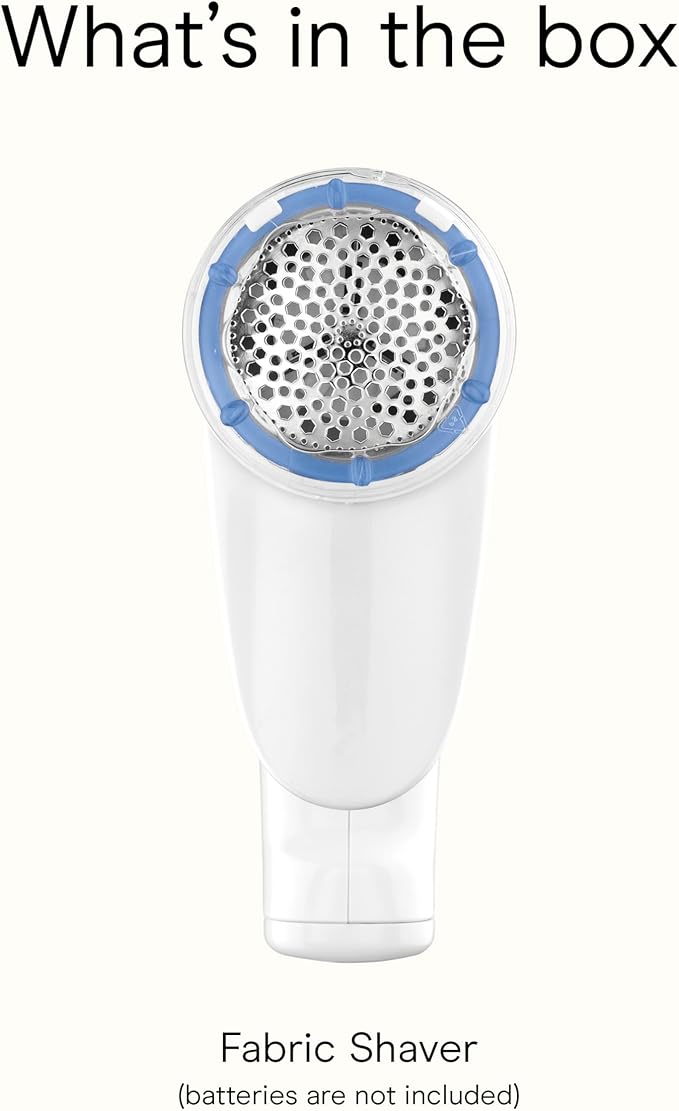 Conair Fabric Shaver and Lint Remover, Battery-Operated Portable Clothes Shaver with 3 Settings, Fuzz Remover for Sweaters, Clothing and Furniture, Large 2-Inch Shaving Head, White