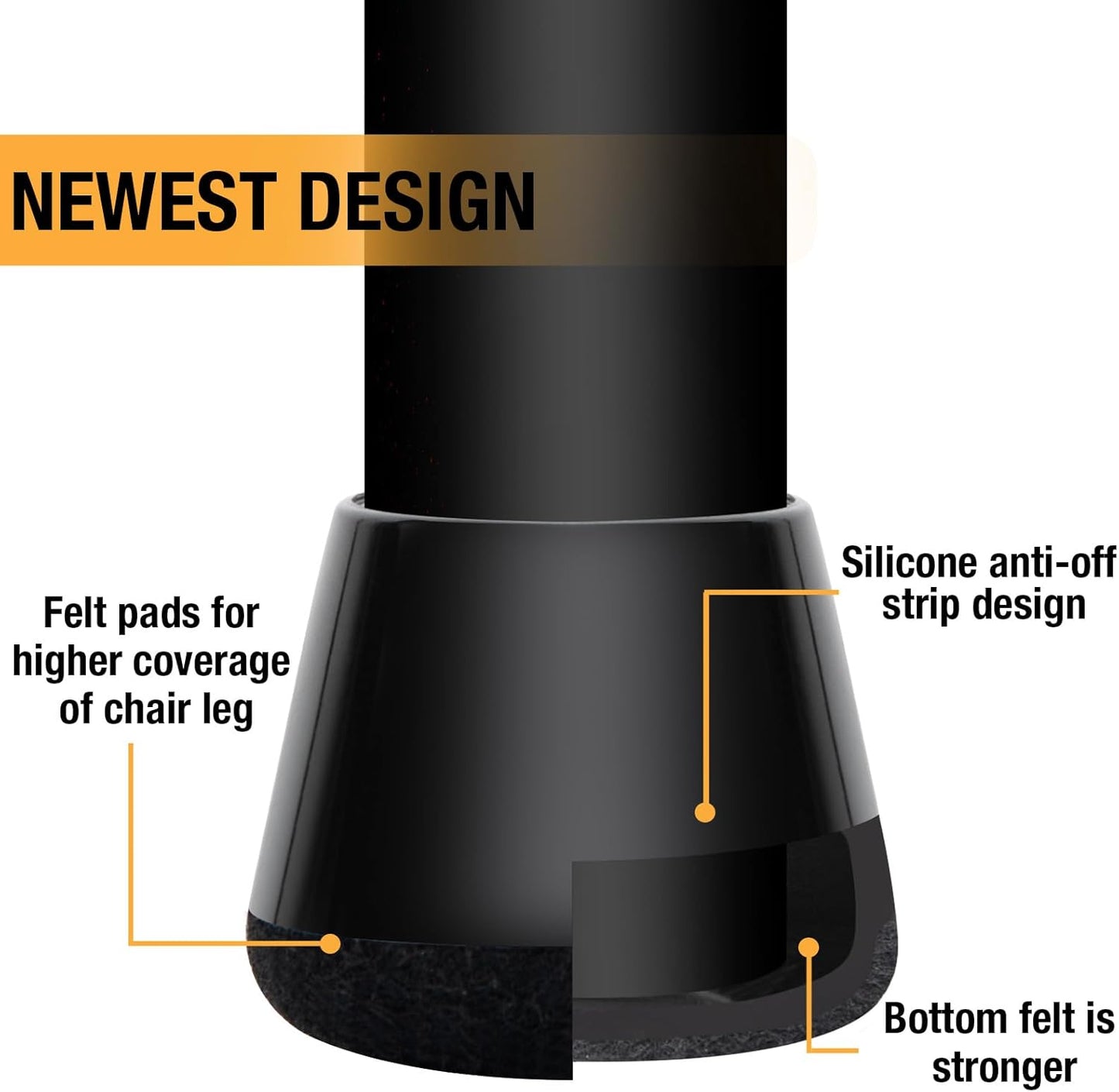 16 Pcs New Chair Leg Protectors for Hardwood Floors, Silicone Chair Leg Floor Protectors, Floor Protectors for Chairs, Chair Leg Caps Protect Wooden Floors from Scratching, Won't Tear