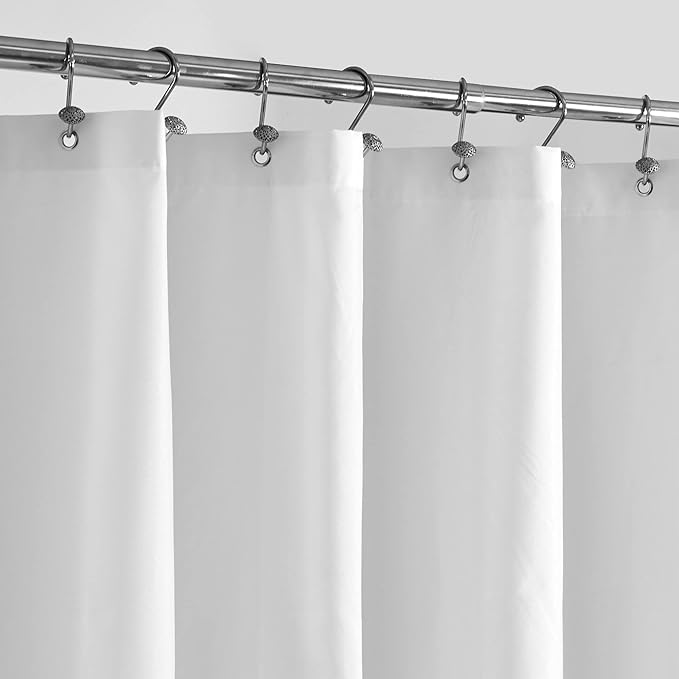 ALYVIA SPRING Extra Long Fabric Shower Curtain Liner Waterproof - 72" x 90", Soft & Lightweight XL Shower Curtain with Magnets, Machine Washable - 72x90, White