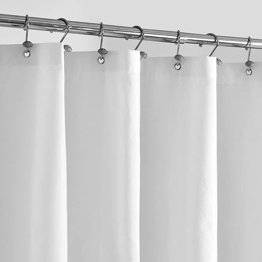 ALYVIA SPRING Long Fabric Shower Curtain Liner Waterproof - 72" x 76", Soft & Lightweight Long Shower Curtain with Magnets, Machine Washable - 72x76, White