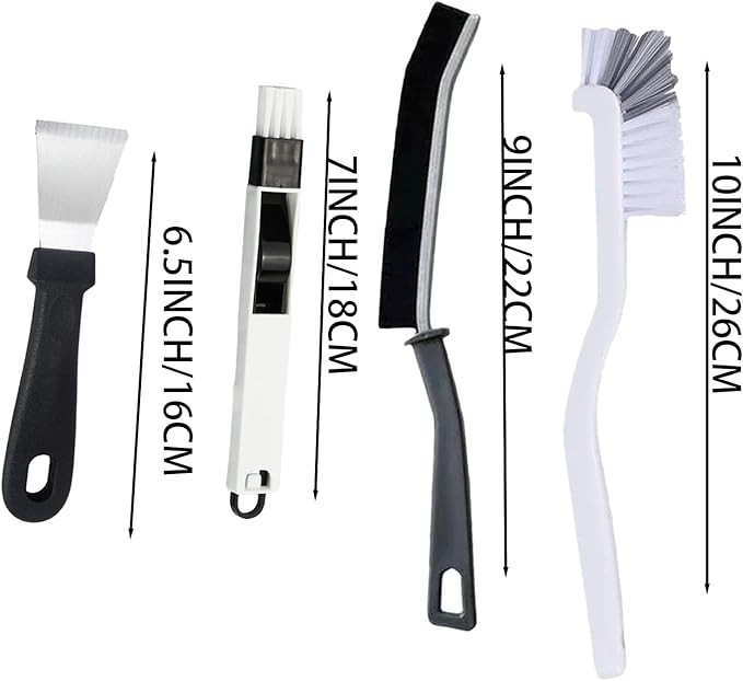 Narrow Crevice Cleaning Brush and Scraper Tools Set 14 Pcs Hard Bristle Gap Cleaning Supplies Brushes Small Spaces Sink Kitchen Bathroom Toilet Grout Shower Window Track Tub Faucets Cup