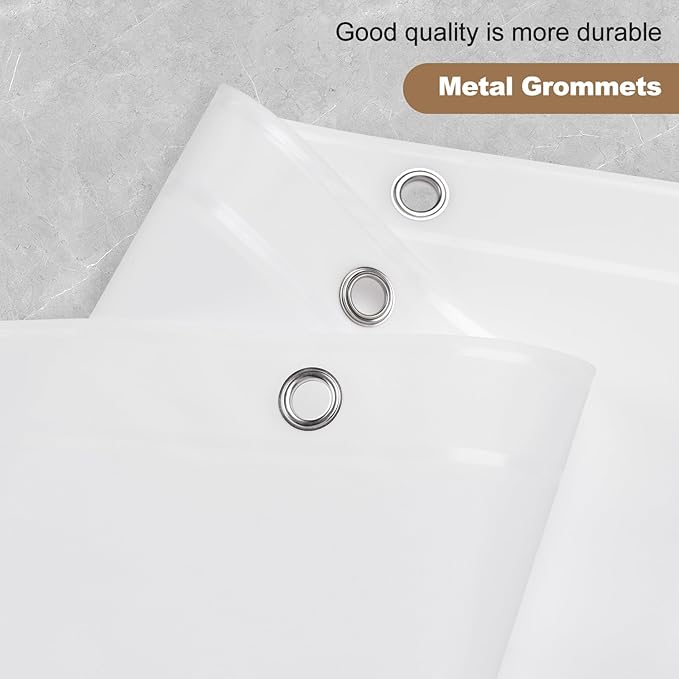 UFRIDAY White Shower Curtain Liner Premium PEVA 72 x72 inch,Heavy Duty Shower Curtain with 3 Weighted Magnets, Plastic Waterproof Bath Curtains with 12 Hooks