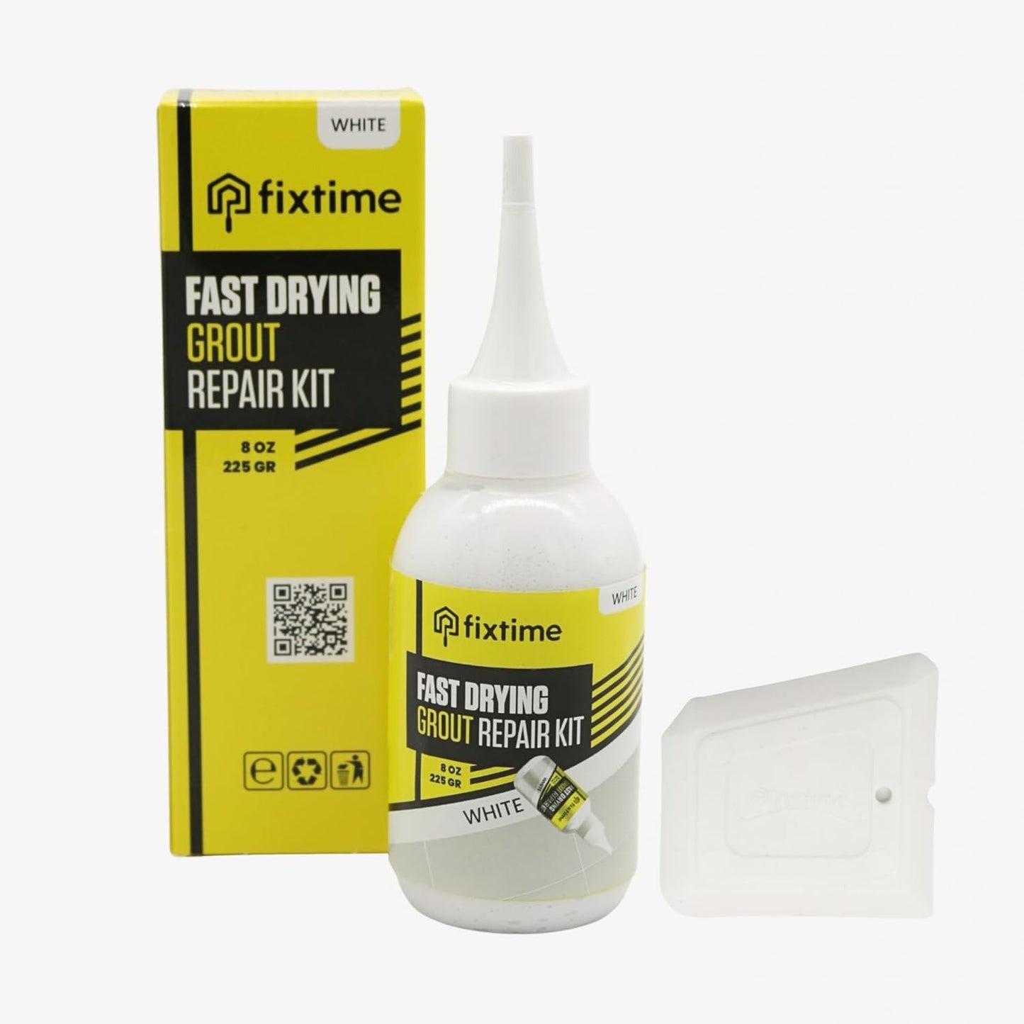 Grout Repair Kit - White Grout Filler Tube - Grout Crack Repair, Premixed Grout Filler Repair, Fast Drying Grout Sealer for Floor Tile - Spatula Included (White, 8oz)