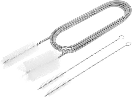 HARFINGTON 3pcs Flexible Long Drain Brush Straw Cleaner Set 61.02" Stainless Steel Double Ended Hose Brush with 8" Nylon Long Tube Pipe Cleaning for Fish Tank Sink Pipe, White