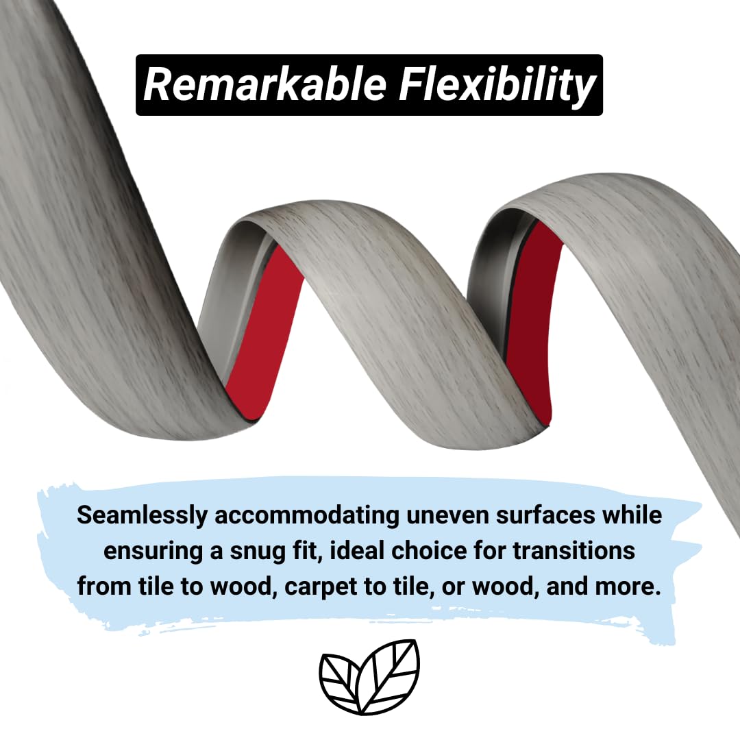 Floor Transition Strip Self Adhesive Carpet Wood Tile Vinyl Flooring Laminate Transition Cover Edge Trim Gap Doorway Threshold for Uneven Floors Heights Within 5 mm (40 inches, Gray Forest)