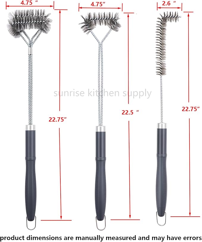 SUNRISE Fryer Brush with Long Handle (Stainless Steel with Plastic Handle, L, Single, and Double Brush)