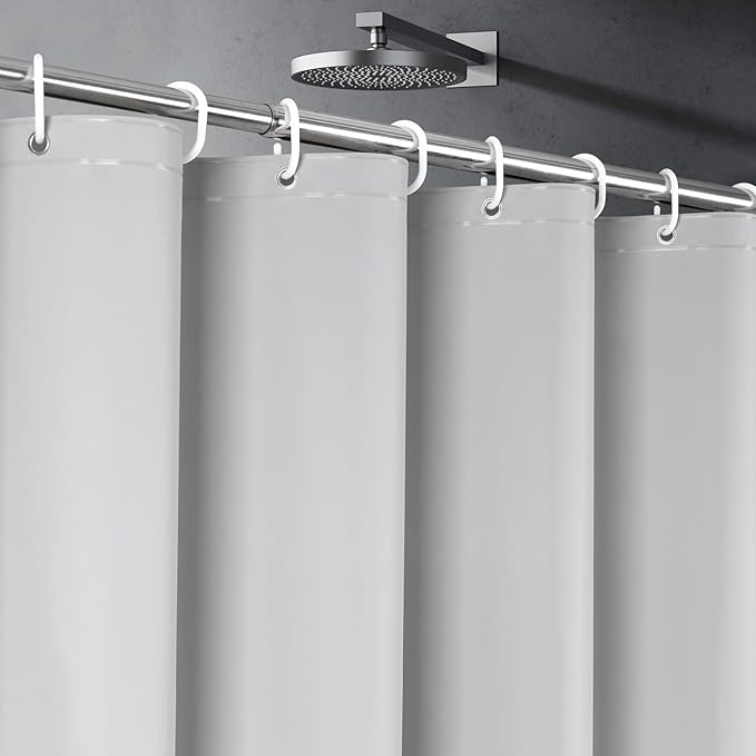 UFRIDAY Grey Stall Size Shower Curtain 36 x 72inch, Heavy Duty Premium PEVA Shower Curtain with 2 Weighted Magnets, Plastic Waterproof Grey Shower Curtains for Bathroom with 6 Hooks