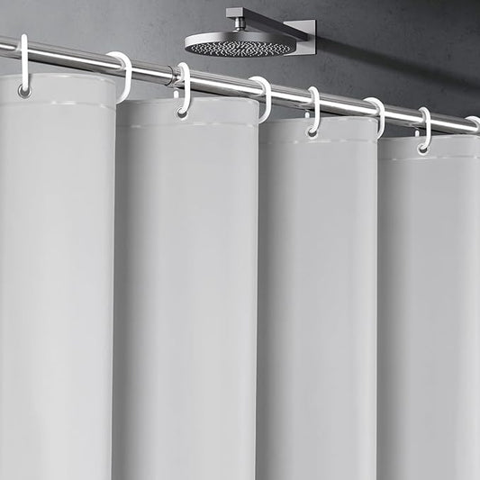 UFRIDAY Grey Stall Size Shower Curtain 36 x 72inch, Heavy Duty Premium PEVA Shower Curtain with 2 Weighted Magnets, Plastic Waterproof Grey Shower Curtains for Bathroom with 6 Hooks