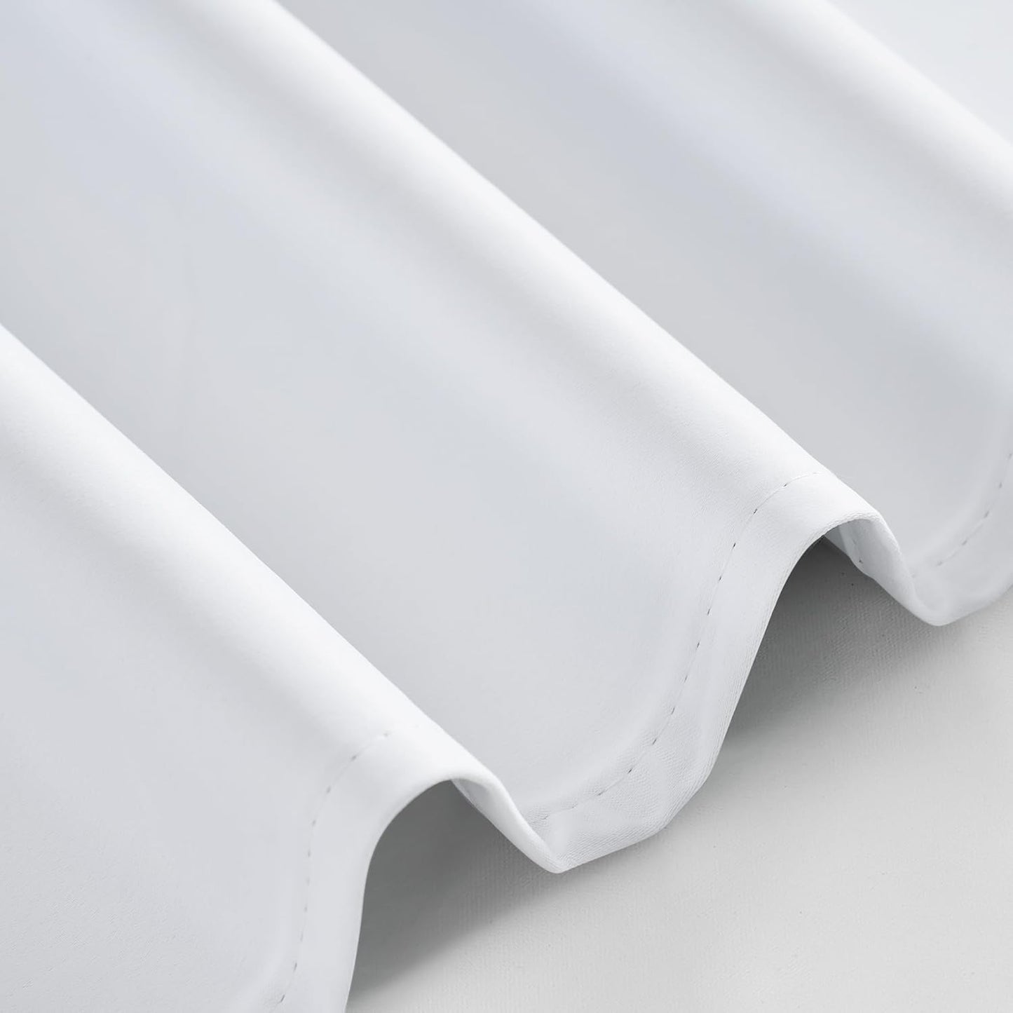 PONY DANCE White 100% Blackout Short Curtains for Kitchen Over Sink 36 inch Long 2 Panels Set, Black Out Small Window Curtains for Bathroom, Thermal Insulated Half Window Cafe Drapes, 34" W x 36" L