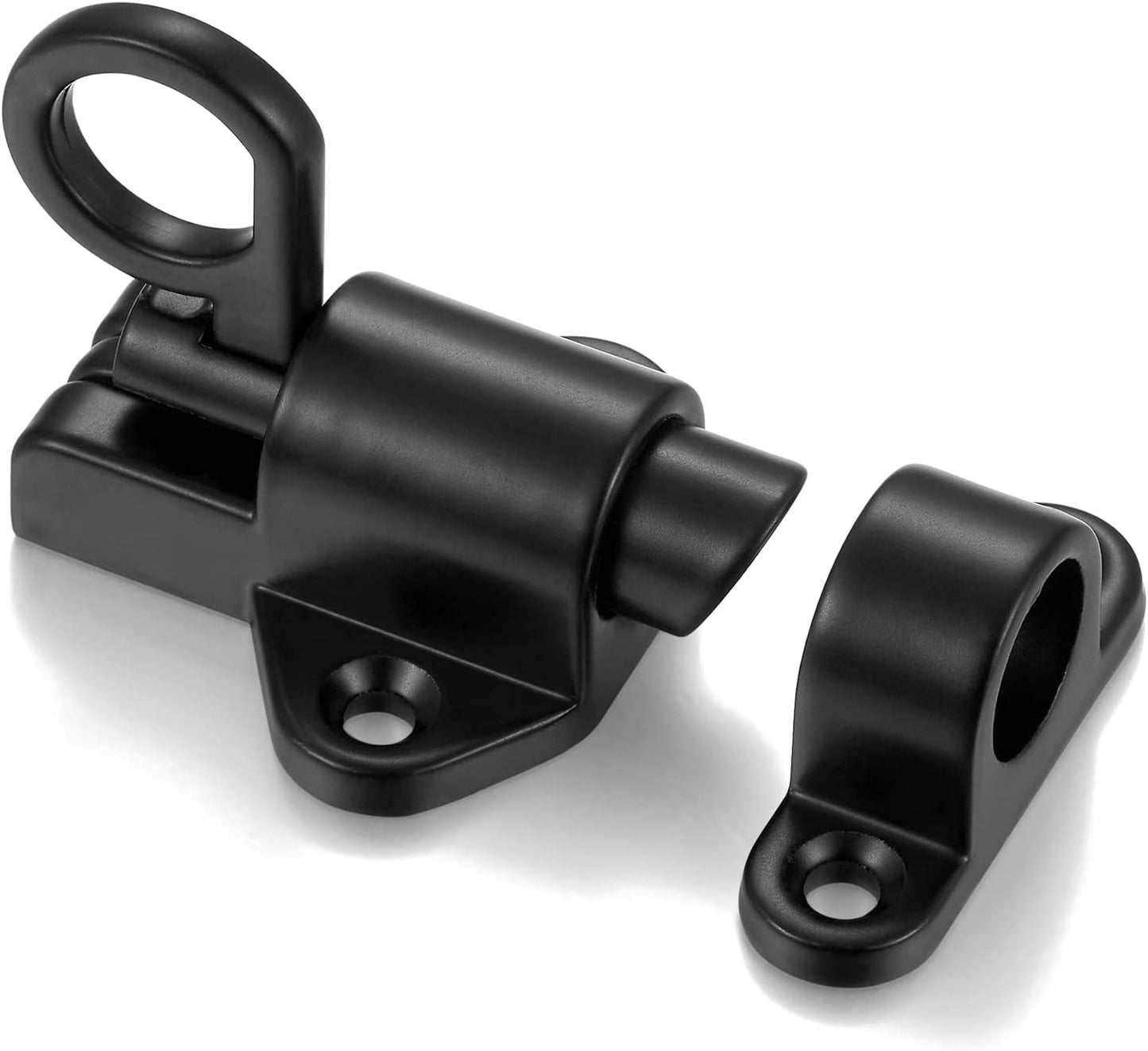 2 Packs Self-Closing Latches，Black Spring Door Lock，Resilient Bolt Latch Aluminum Alloy Safety Automatic Spring Barrel Door Lock with Screws,Used for Wooden Door,Wooden Window and Cabinet etc