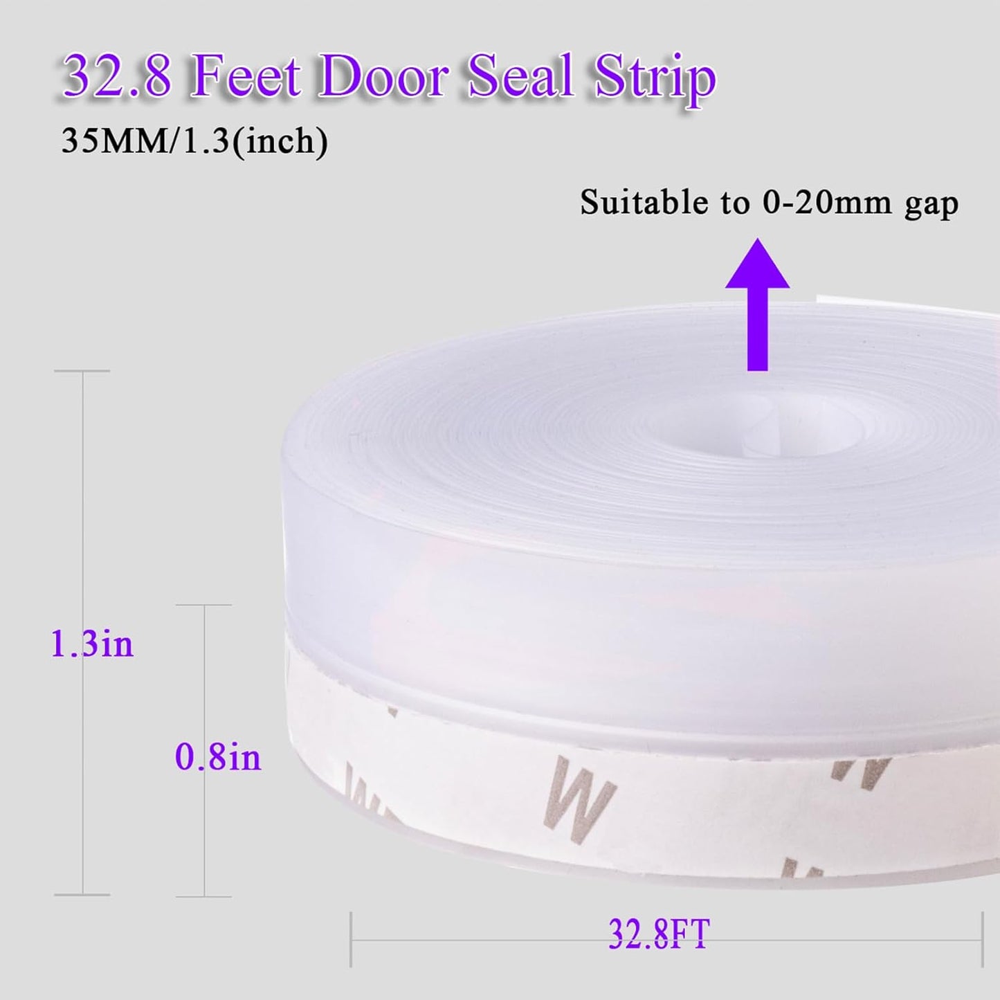 Weather Stripping Door Seal Strip for Gaps, Silicone Draft Stopper Adhesive Tape for Sliding Doors, Windows, Shower Glass, Soundproof Seal for Home Insulation, 32.8ft Roll Black