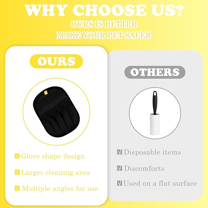 2 Pack Pet Hair Remover Gloves, Upgrated Five-Finger Electrostatic Pet Hair Removal Glove for Cats and Dogs, Reusable Pet Hair Gloves for Couch, Furniture, Car Seat, Carpet