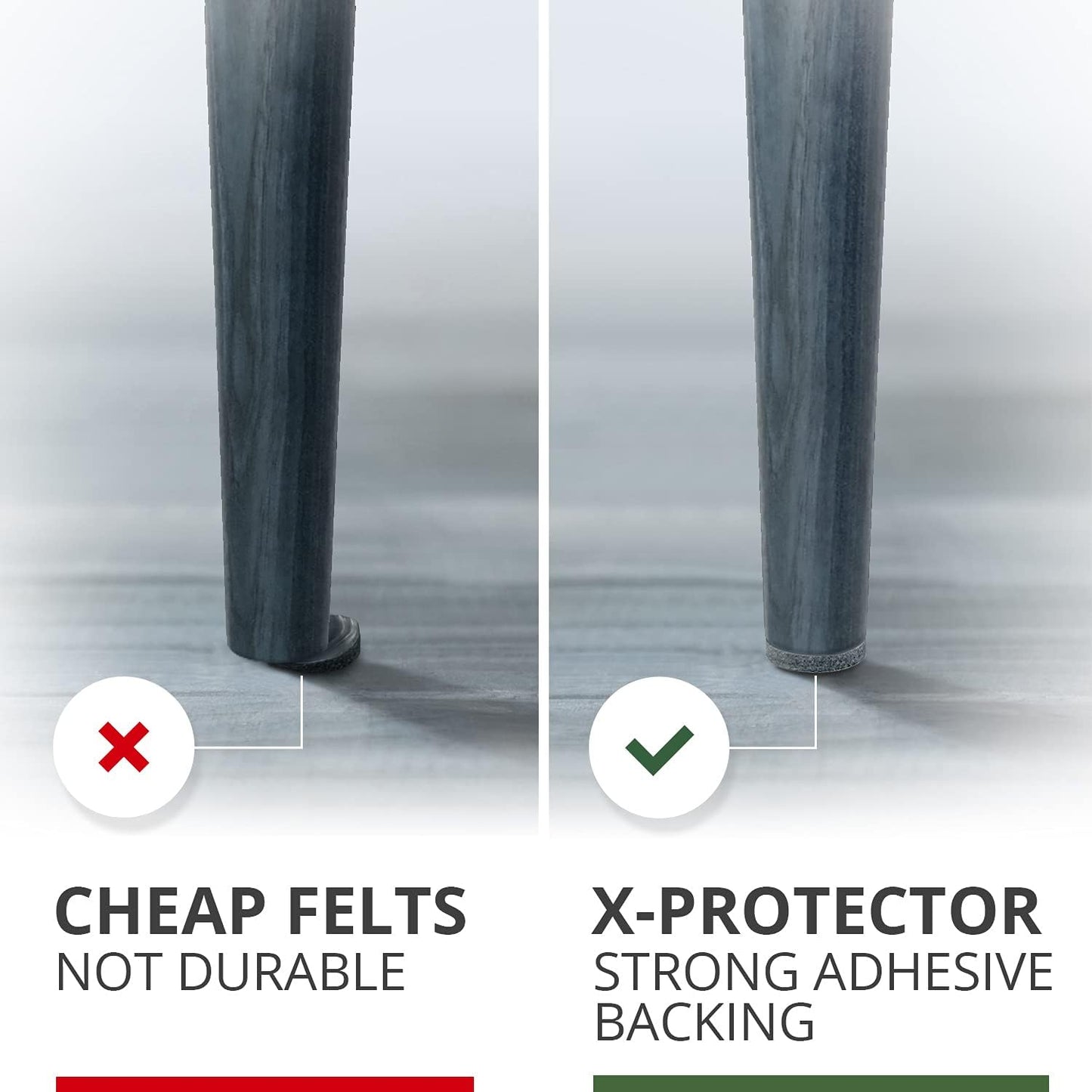 Felt Furniture Pads X-PROTECTOR - 48 Premium Felt Pads Floor Protector - Chair Felts Pads for Furniture Feet Wood Floors - Best Furniture Pads for Hardwood Floors - Protect Your Hard Floors! (Grey)