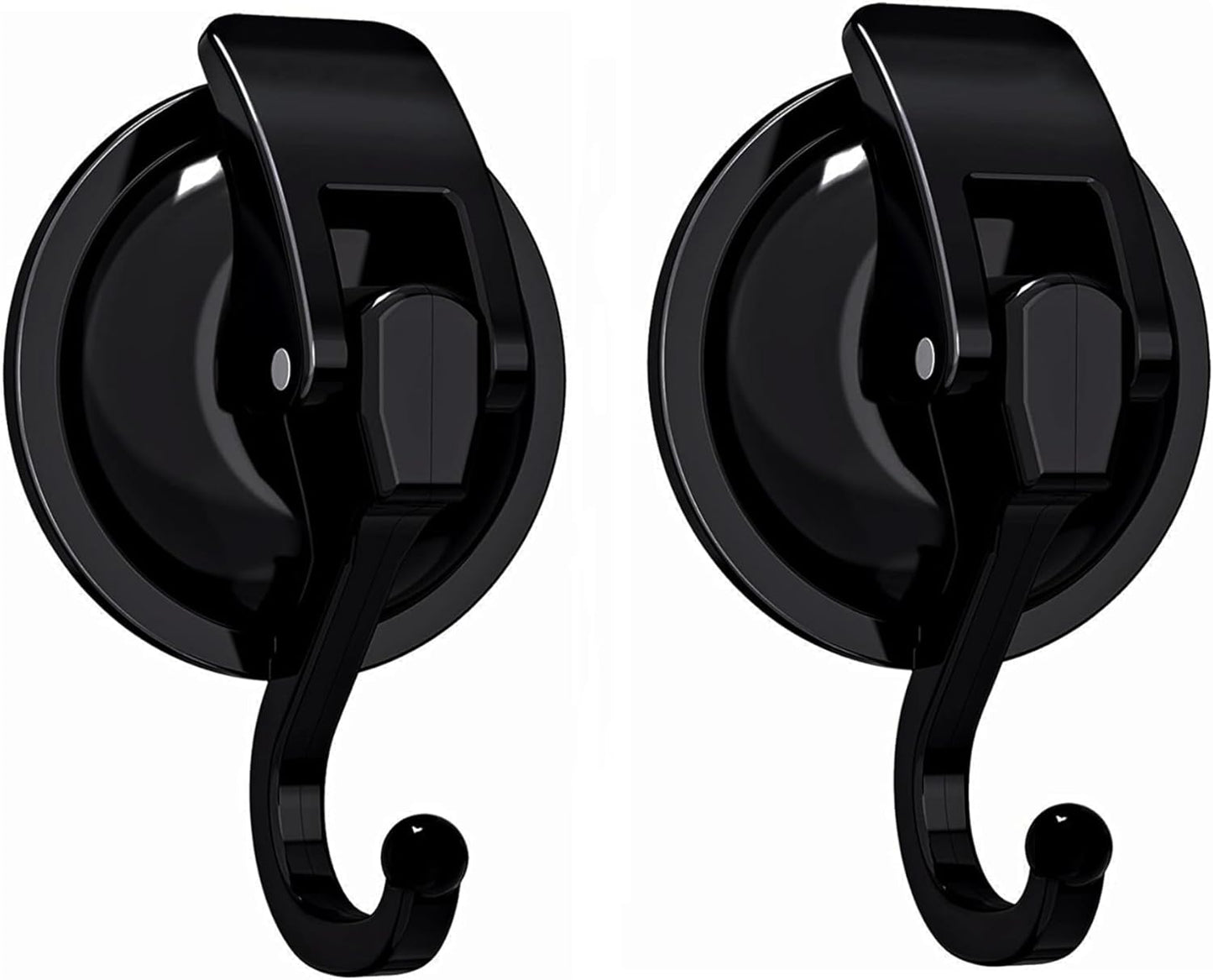 Heavy Duty Vacuum Wreath Cup Hook, Easy to Install and Remove, No Hole Punched,Black- Plated Plished Super Suction for Kitchen, Bathroom and Restroom, 2Pack