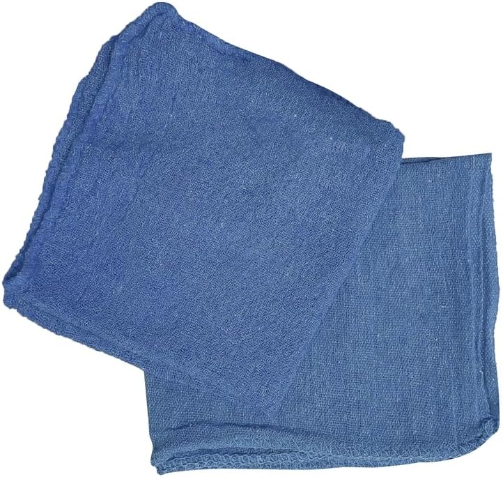 Auto Mechanic Shop Towels (13"x14"), 12 Pack (Blue) - 100% Cotton Commercial Grade Rags for Cleaning & Maintenance, Garage Supplies - Professional Mechanics Reusable Wipes