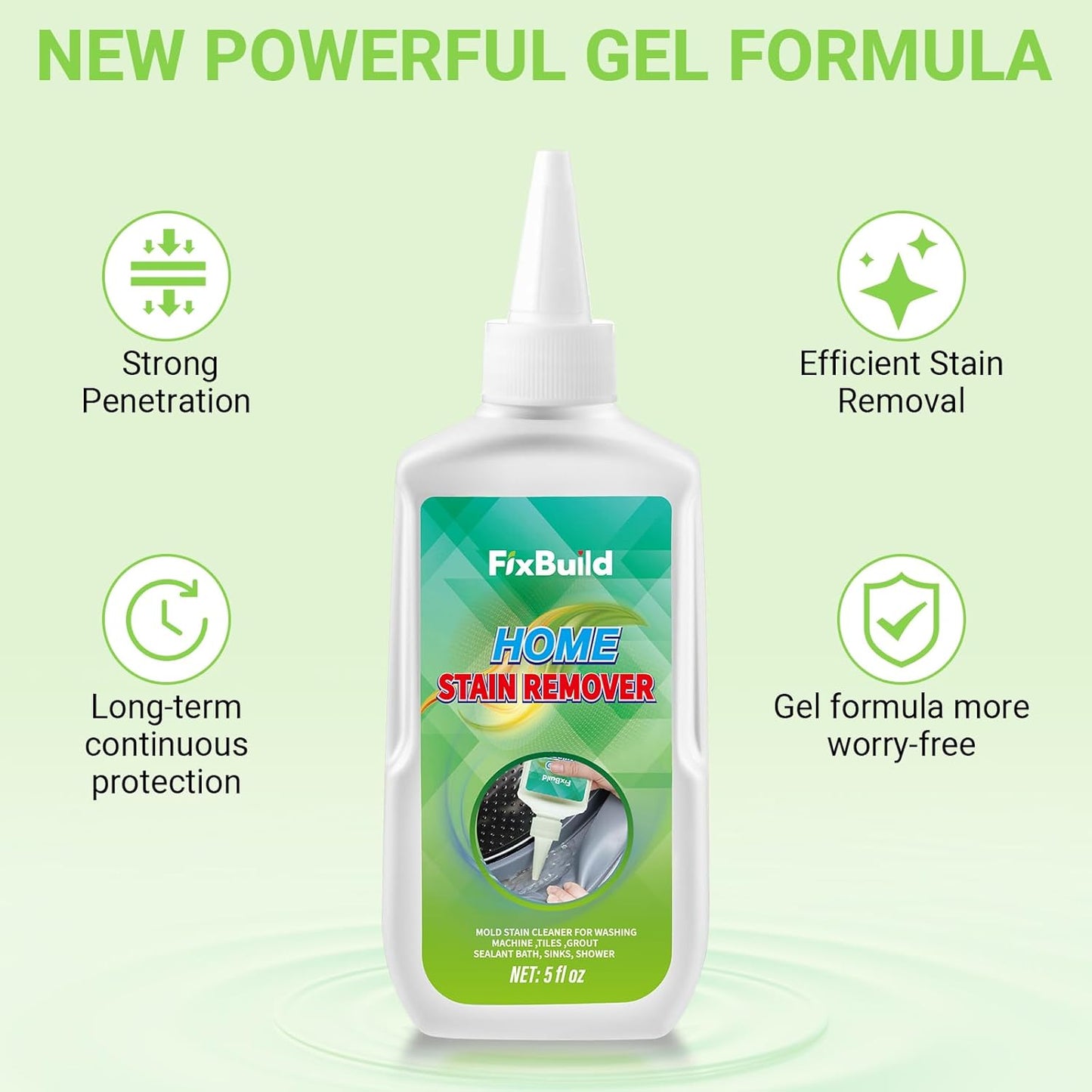 Household Removal Gel, Multi-Purpose Removal Cleaner for Refrigerator Washer Rings, Caulk, 5 FL OZ