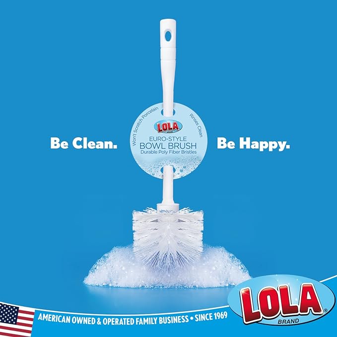 LOLA Classic Toilet Brush, Durable Fiber Stiff Bristles, Compact Size, Non-Scratch, Long-Lasting - 1 Pack