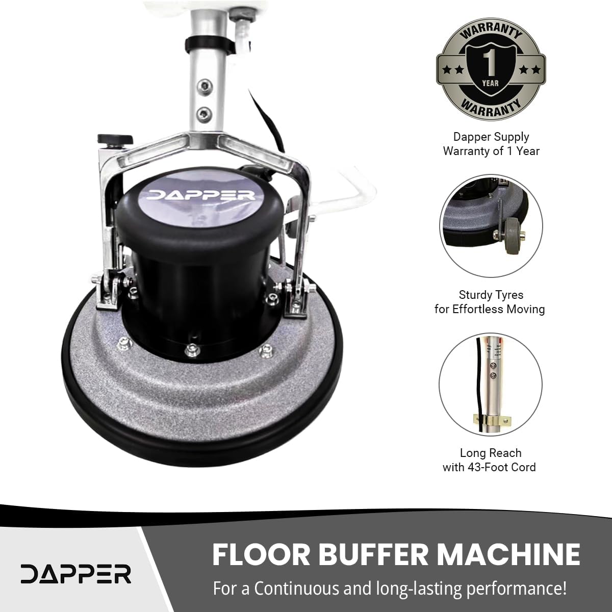 13" Heavy-duty Multi-Functional Floor Buffer Polisher Machine - Clean, Buff, Scrubb and Polish with Ease! Ideal for Carpets Too! Includes Optional Solution Tank, 2 Brushes and 3 Scouring Pads