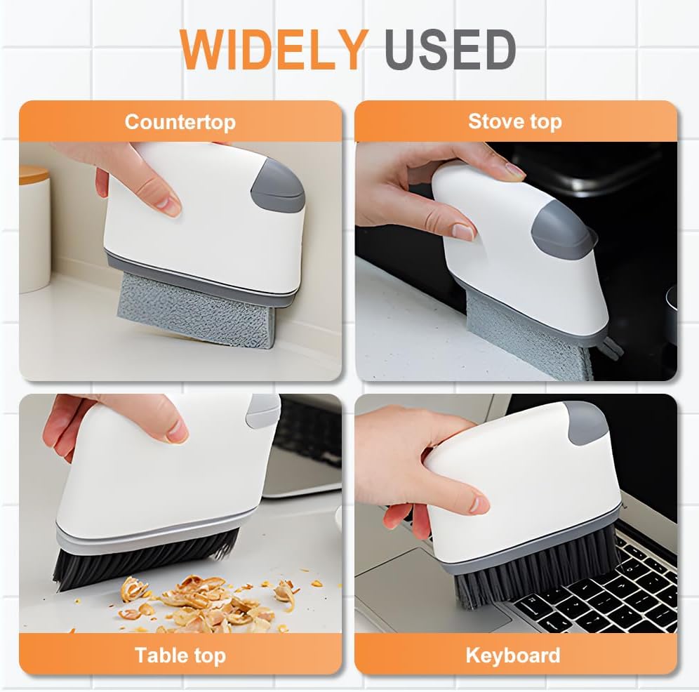 2 in 1 Groove Cleaning Brush, Upgraded Crevice Cleaning Brush & Magic Window Track Cleaner for Sliding Door Tracks, Window Sills, Tile Lines, Car Vents, Kitchen and Bathroom Tight Spaces (2PC)