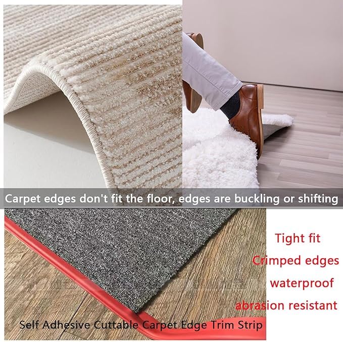 Self Adhesive Carpet Transition Strip with Edge Trim, Designed for Seamless Transitions from Carpet to Tile or Vinyl Floors, Perfect for Doorways.(Brown,8ft)