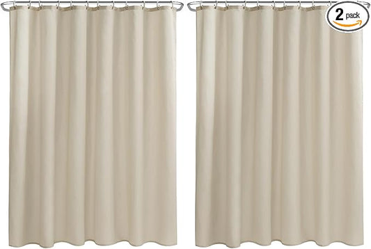 Nasitos Fabric Shower Curtain Liners 2 Pack - W72 x H72 - Washable & Water Resistant Lightweight Cloth Shower Liner for Bathroom, Soft Hotel Quality, Standard Size (Beige, 4 Magnets Included)
