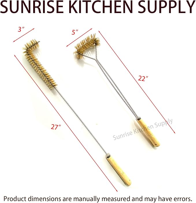 SUNRISE Fryer Brush with Long Handle (Brass, L and Single Brush)