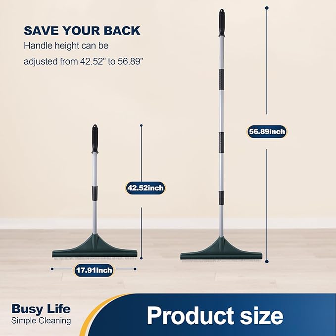 Yocada Carpet Rake for Pet Hair Removal Reusable Pet Hair Remover Telescopic Carpet Scraper Sweeper Cat Dog Hair Remover Rake Brush for Rugs Mats 56.69"