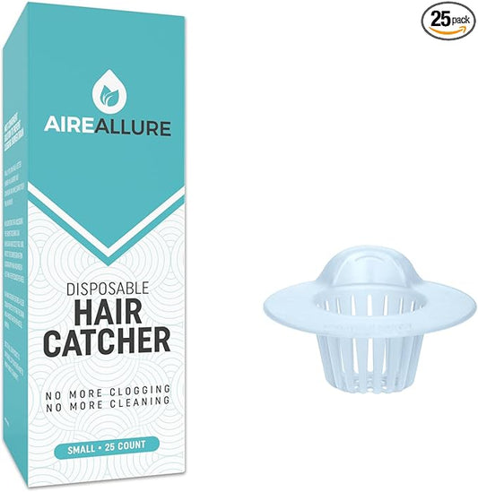 25 Pack, Hair Catcher for Bathroom Sink or Bathtub, White, Small