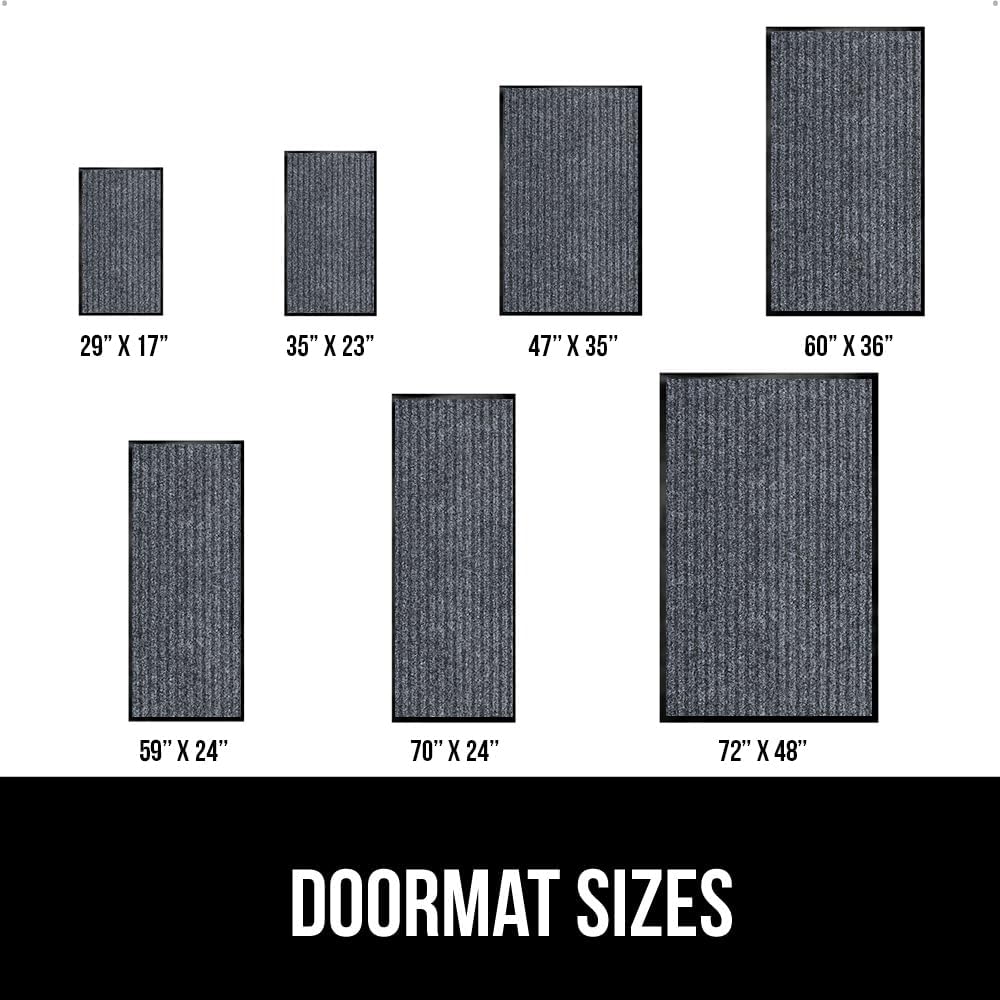 GORILLA GRIP Traffic Guard Door Mat, Heavy Duty Welcome Mats, Commercial Office Space Doormat, Waterproof, Fade Resistant, Strong Rubber Backing, Low Profile, Shoe and Boot Scraper, 29x17, Gray