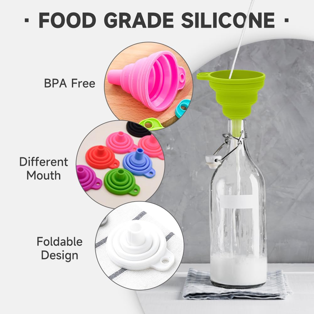 6 PC Kitchen Funnel Set, 2025 New Funnels for Kitchen Use Filling Bottles, Silicone Funnel Collapsible, Kitche Funnels Set of 3, Kitche Funne for Liquid Transfer Filling Bottles (Style C)